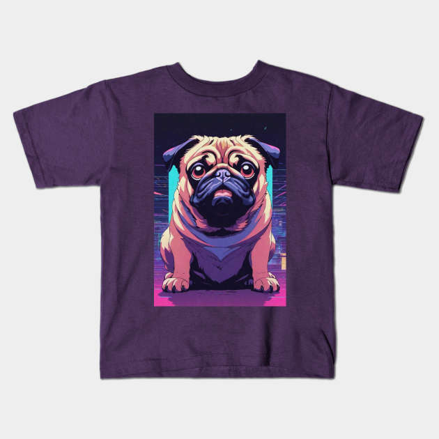 80's Disco Pug Kids T-Shirt by FurryBallBunny